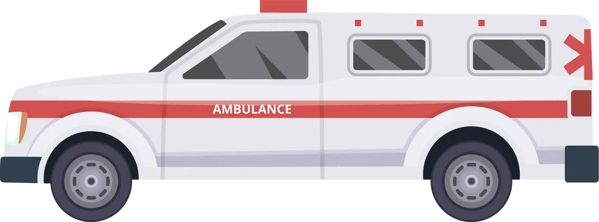 Ambulance Cars Health Rescue Service Vehicle Van Helicopter Illustration