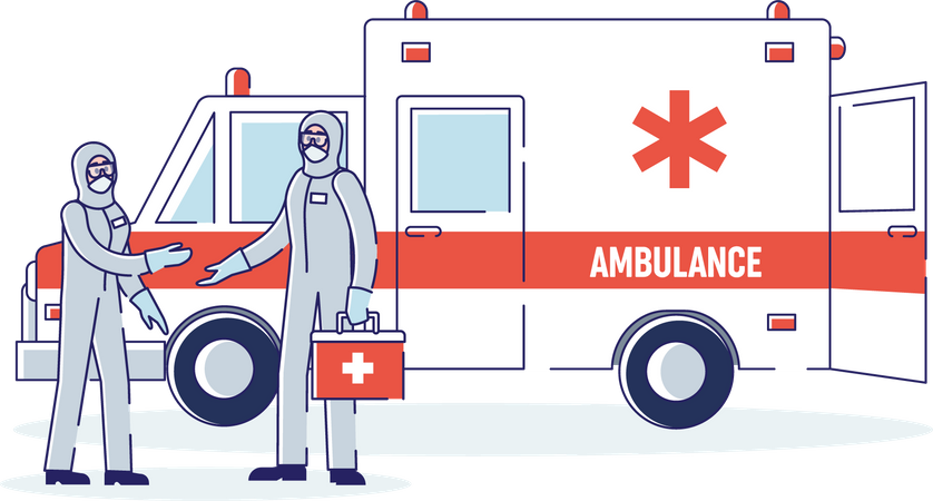 Ambulance worker meeting each other  Illustration