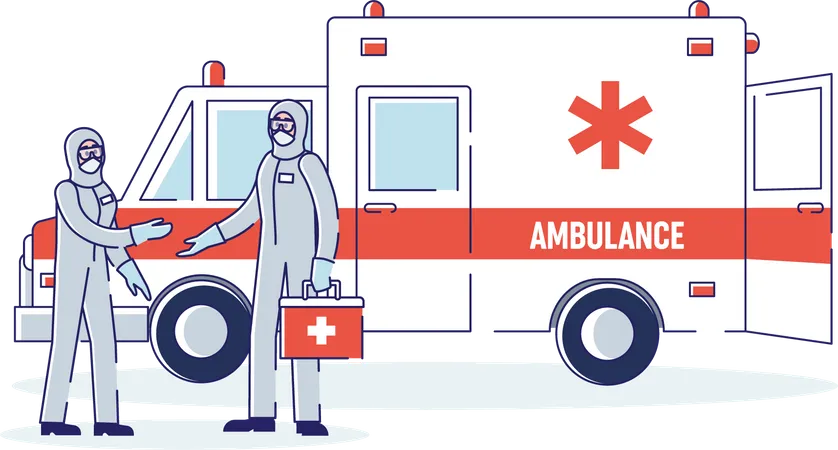 Ambulance worker meeting each other  Illustration