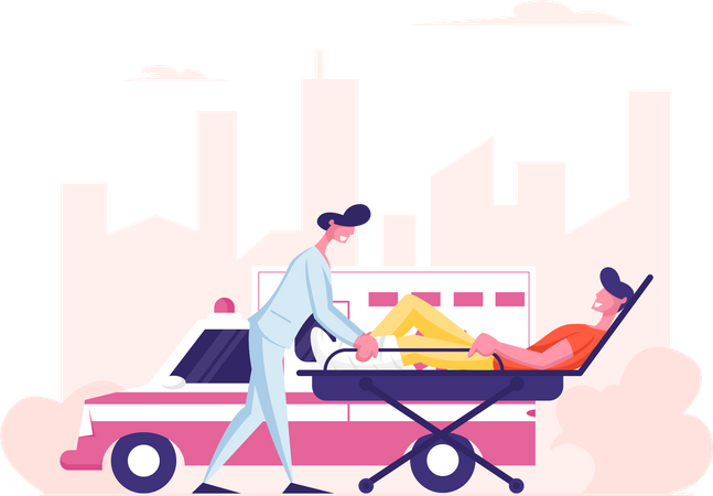 Ocupación del servicio del personal médico de ambulancia  Ilustración