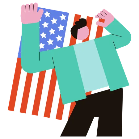 American celebrating Independence Day  Illustration