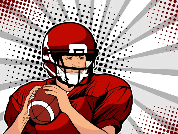 American Football Athlete Sports Game The American Football Championship Football Cup League Vector Illustration In Pop Art Retro Comic Style Illustration