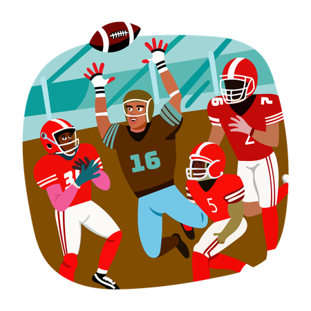 American Football Catch Spieler fängt Ball  Illustration