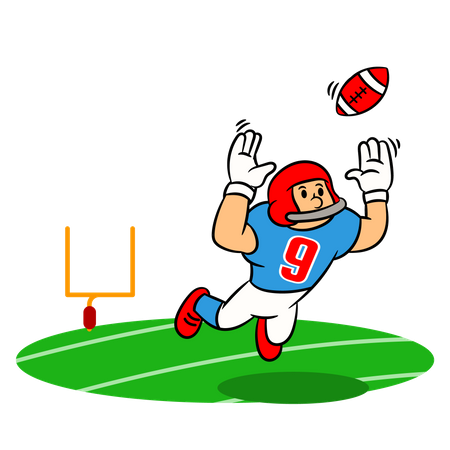 American football player catching ball  Illustration
