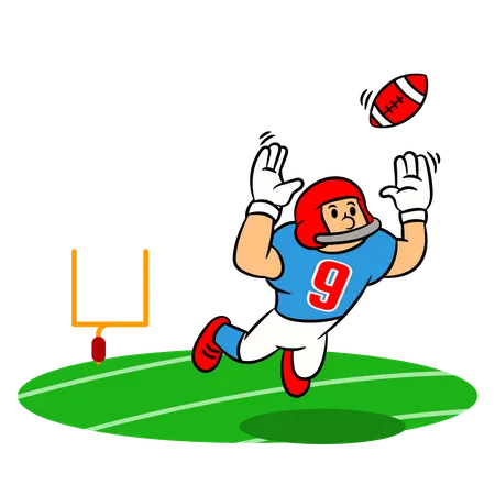 American football player catching ball  Illustration