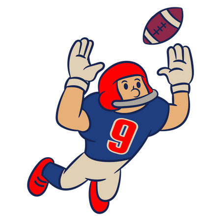 American Football Player Catching Ball  Illustration
