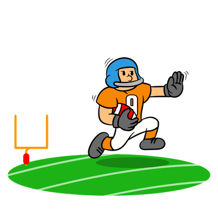 American football player defending ball  Illustration