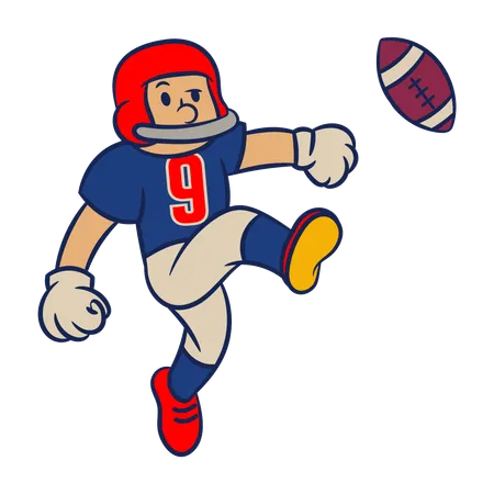 Vector Cartoon Vintage Character Collection Of American Football Player イラスト