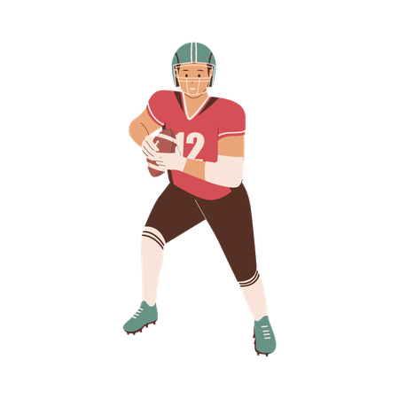 American football player playing football  Illustration
