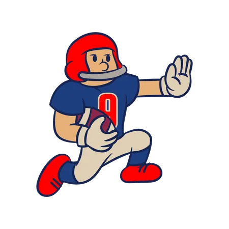 Vector Cartoon Vintage Character Collection Of American Football Player Illustration