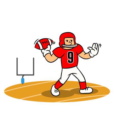 American football player throwing ball  Illustration