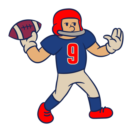 American Football Player throwing ball  Illustration