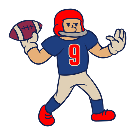 American Football Player throwing ball  Illustration