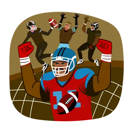 試合中のアメリカンフットボール選手  イラスト