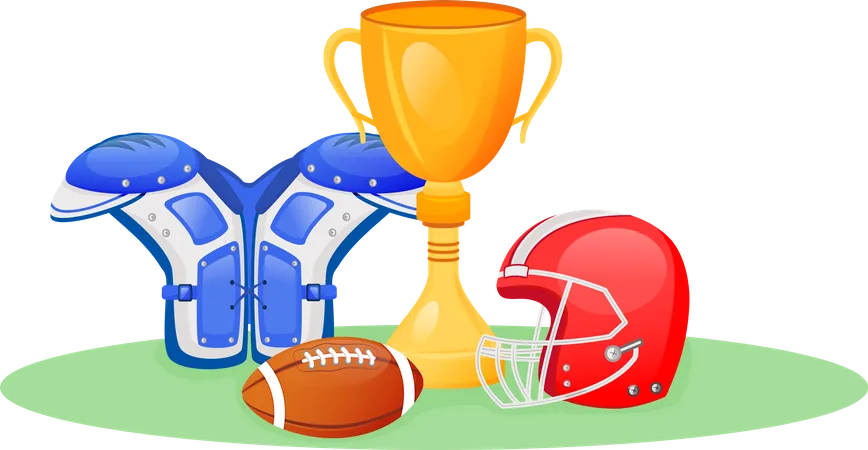 American Football Trophy Flat Concept Vector Illustration Reward For First Place Gold Prize For Winning Game Sports Equipment 2 D Objects For Web Design Award For League Match Creative Idea Illustration