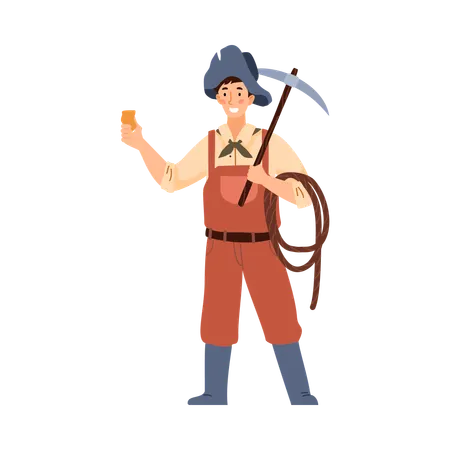 American gold rush period digger or miner  Illustration