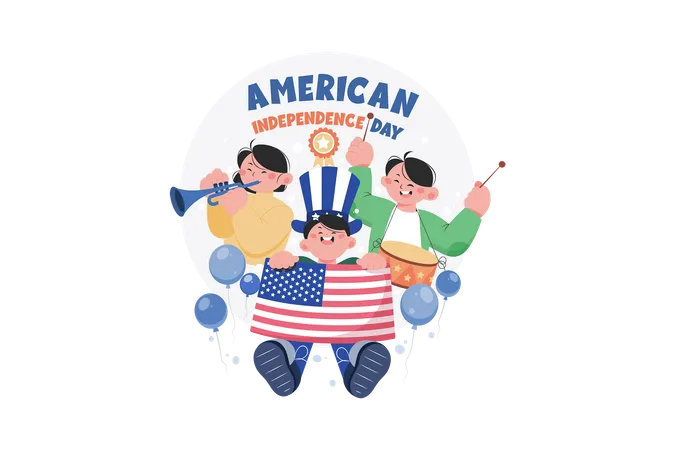 American Independence Day Illustration Concept On White Background Illustration