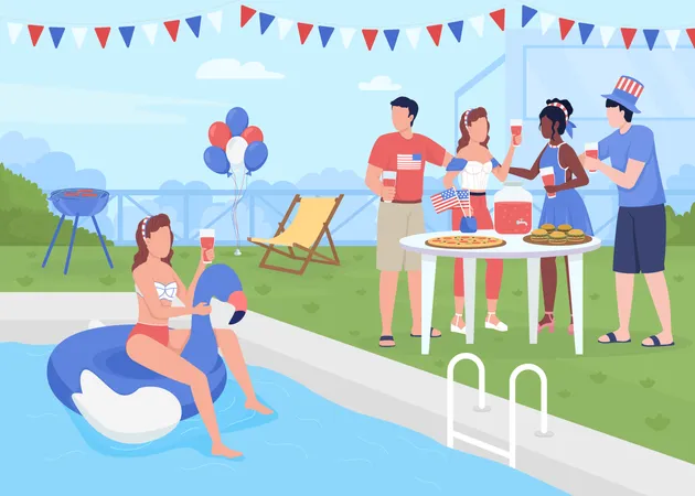American Independence Day Party Illustration