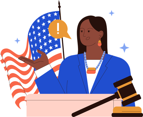 American lady giving law information  Illustration
