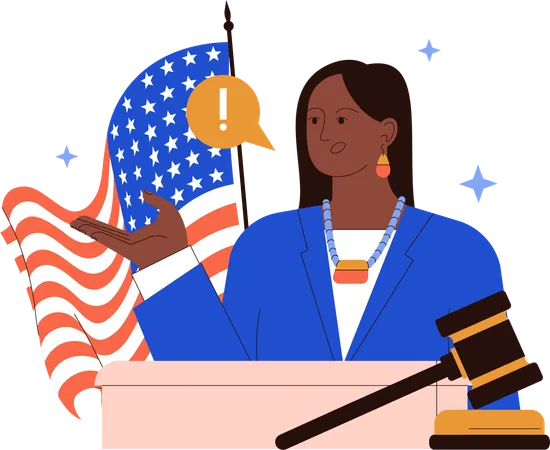 American lady giving law information  Illustration