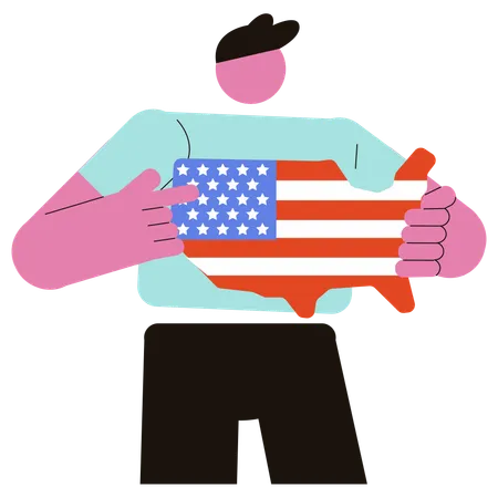 American man celebrating Independence Day  Illustration