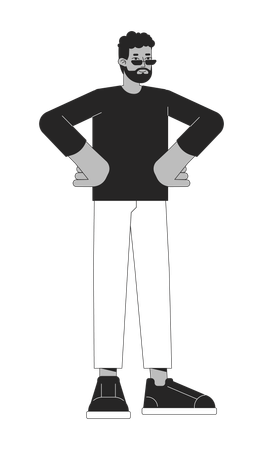 American man confident hands on hips  イラスト