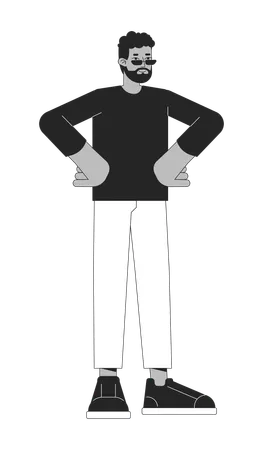 American man confident hands on hips  イラスト