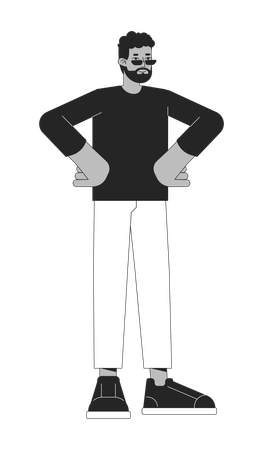 American man confident hands on hips  Illustration