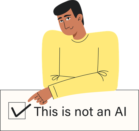 American Man Pressing Artificial Intelligence and Pro Human  Illustration