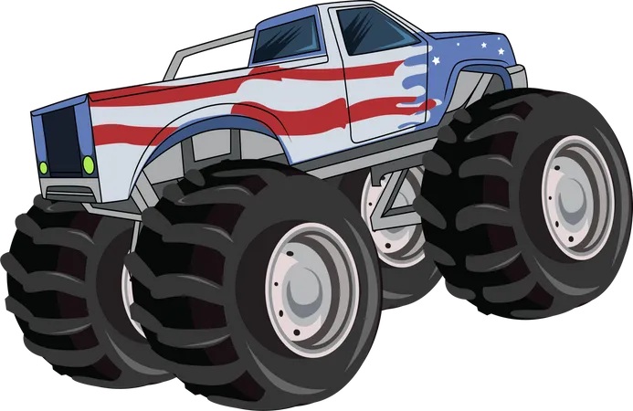 American Monster Truck Vector Illustration Illustration