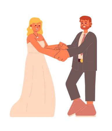 American wedding bride and groom  Illustration