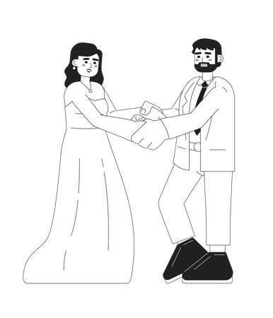 American wedding bride and groom  Illustration