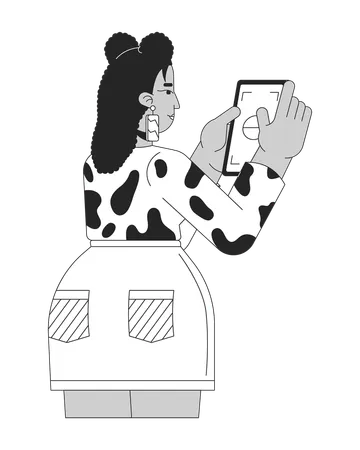 American woman using smartphone  Illustration