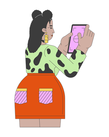 American woman using smartphone  Illustration