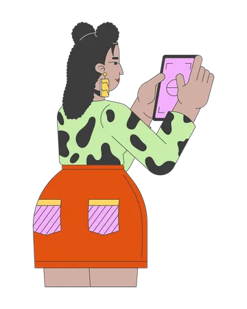 American woman using smartphone  Illustration