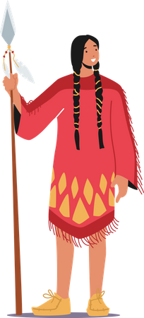 American woman with Spear Illustration