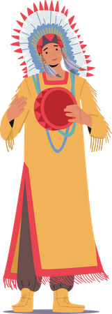Amerikanischer Schamane in Stammeskleidung  Illustration