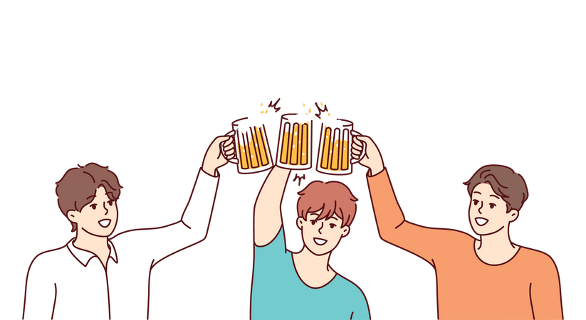 Un ami applaudit un verre de bière  Illustration