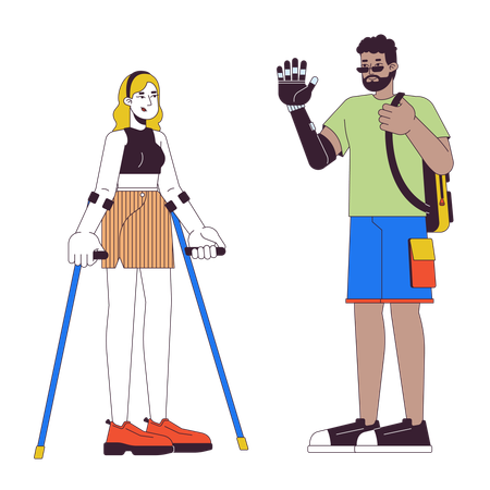 Amici con disabilità  Illustration