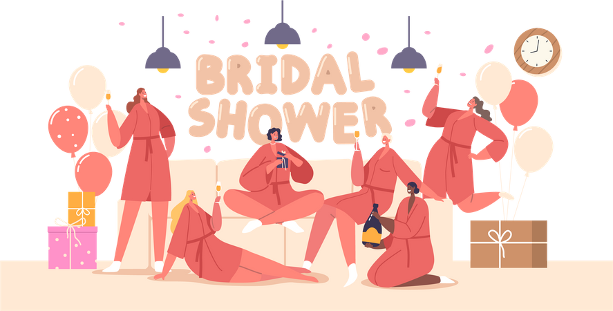 Des amies célèbrent la douche nuptiale  Illustration