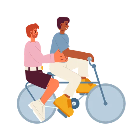 Amigos andando de bicicleta  Ilustração