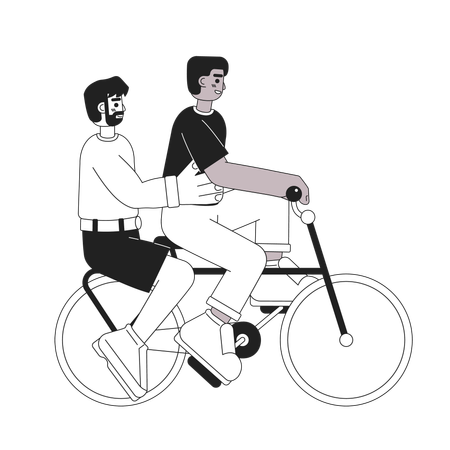 Amigos andando de bicicleta  Ilustração