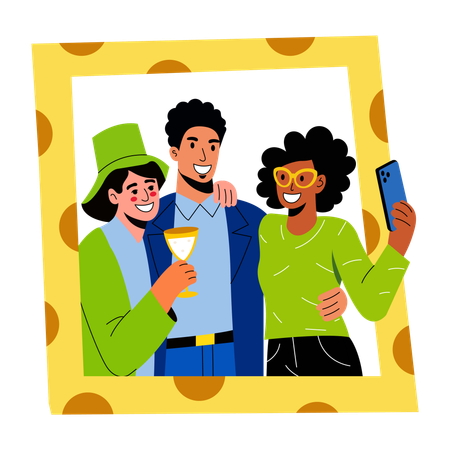 Foto de aniversário de amigos  Ilustração