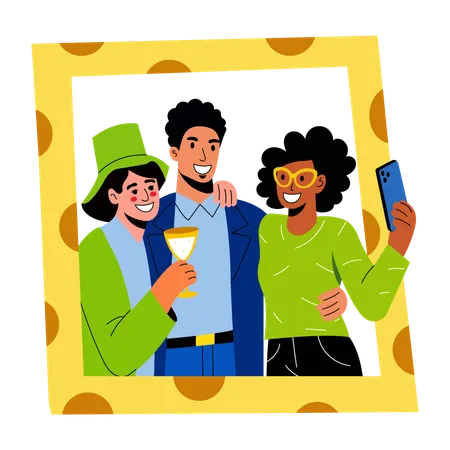 Foto de aniversário de amigos  Ilustração
