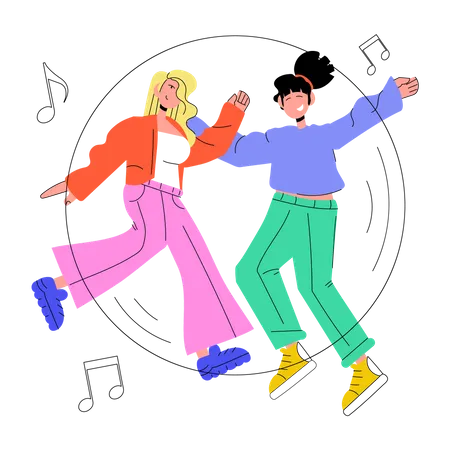 Amigos bailando  Illustration