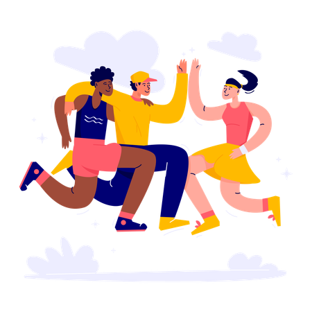Amigos chocando esos cinco  Ilustración