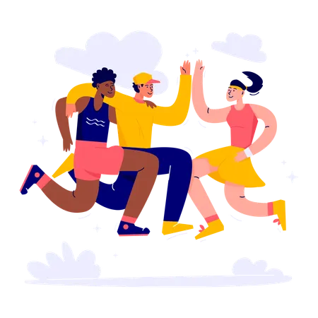 Amigos chocando esos cinco  Ilustración