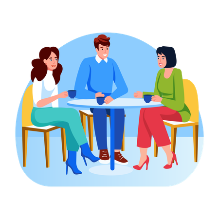 Amigos conversando durante um intervalo para café  Ilustração