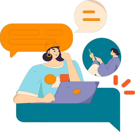 Amigos conversando on-line através do aplicativo  Ilustração