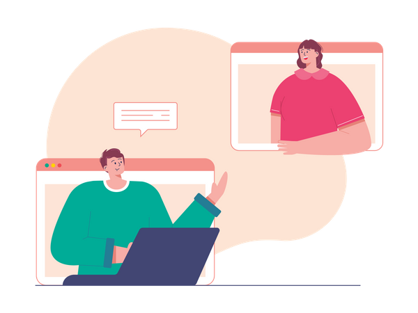 Amigos conversando on-line  Ilustração